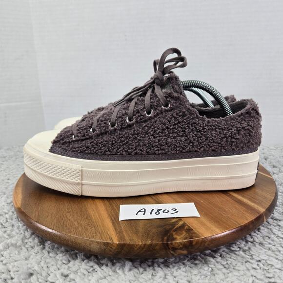 Converse CTAS Chuck Taylor All Star Platform Low Cozy Sherpa Mauve Y2K Womens 10 - Picture 1 of 12